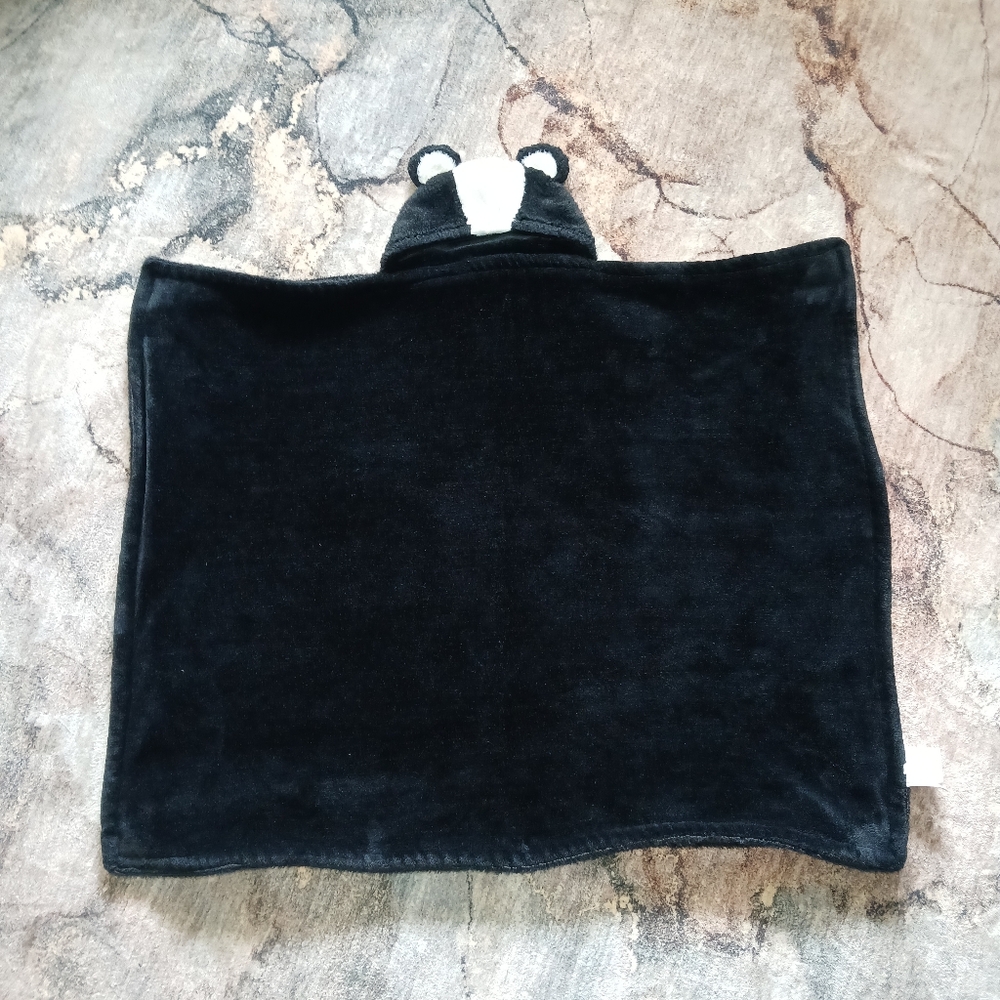Black Skunk Hooded Baby Blanket